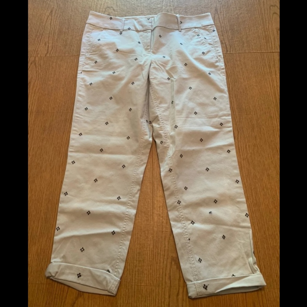 Loft Marisa Skinny Pants Light Grey & Navy Size 12